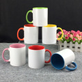 AA grade 11oz sublimation mug color rim and handle inner color mug
